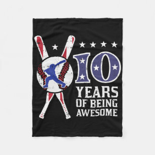 10 Years Being Awesome Bysebyll Flag 10th Birthday Fleece Blanket