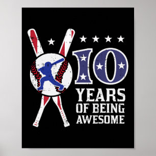 10 Years Being Awesome Bysebyll Flag 10th Birthday Poster