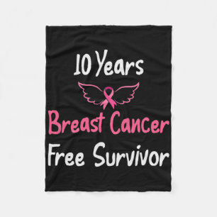 10 Years Breast Cancer Free Pink Breast Cancer Sur Fleece Blanket