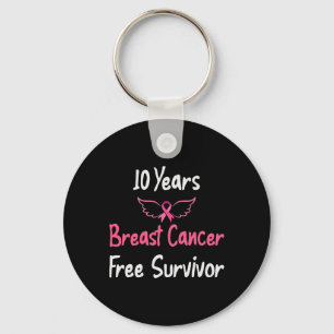 10 Years Breast Cancer Free Pink Breast Cancer Sur Key Ring