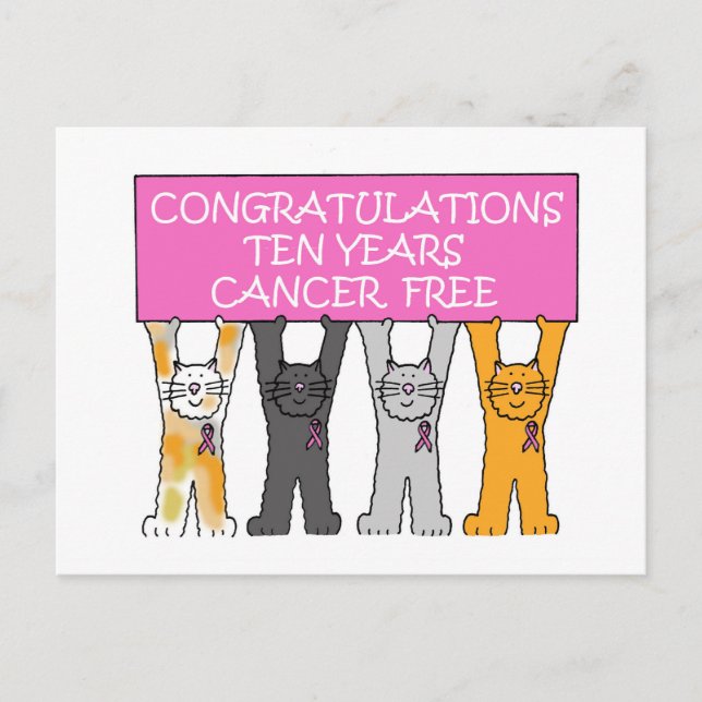 10 Years Cancer Free Congratulations Postcard (Front)