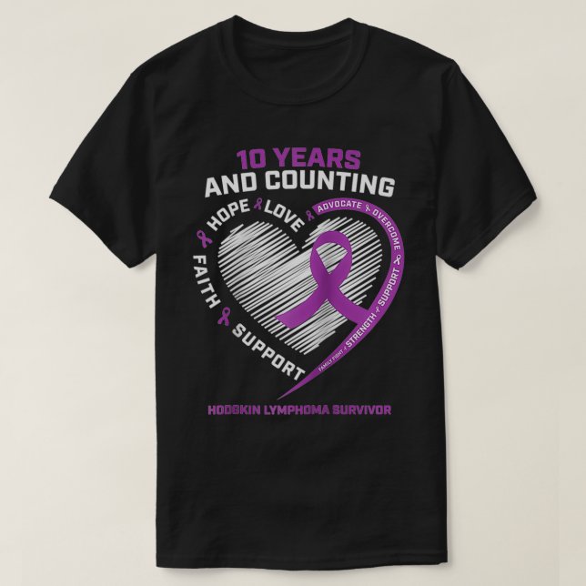 10 Years Cancer Free Gifts Women Hodgkin's Lymphom T-Shirt (Design Front)
