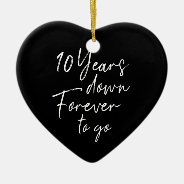 10 years down forever go 10th wedding anniversary ceramic tree decoration (Front)