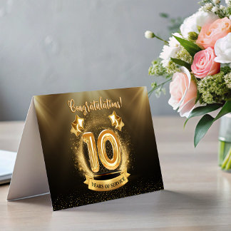 10 Years Employee Milestone Anniversary Fold Card