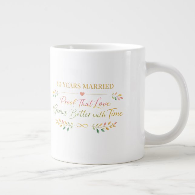 10 Years Married Elegant Anniversary Mug Gift (Right)