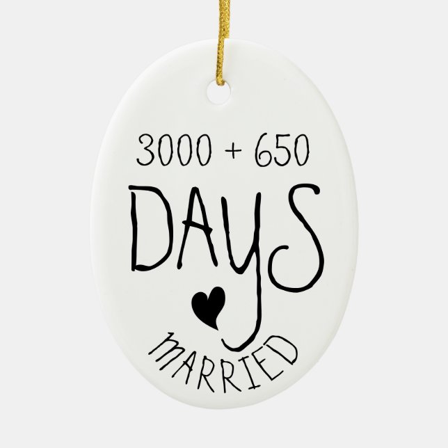 10 Years Married Love Ceramic Tree Decoration (Front)