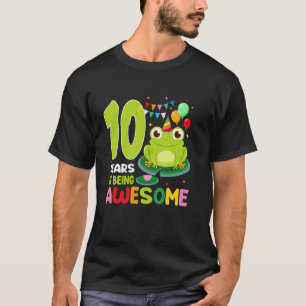 10 Years Of Being Awesome 10th Birthday Frog Lover T-Shirt