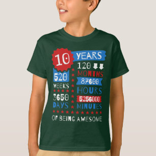 10 Years Of Being Awesome - 10th Birthday Gift Tee