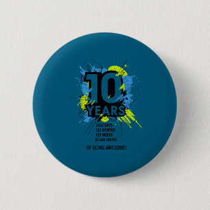 10 Years Of Being Awesome 10th Birthday Girl Boy D 6 Cm Round Badge