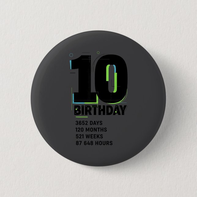 10 Years Of Being Awesome 10th Birthday Girl Boy D 6 Cm Round Badge (Front)