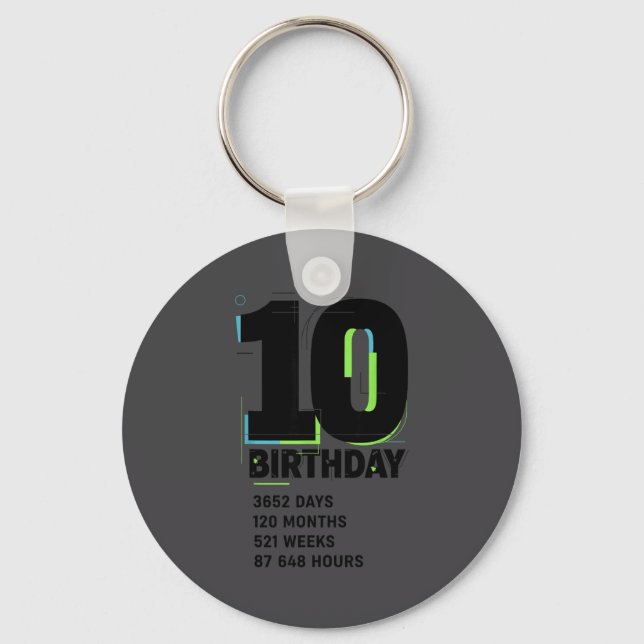 10 Years Of Being Awesome 10th Birthday Girl Boy D Key Ring (Front)