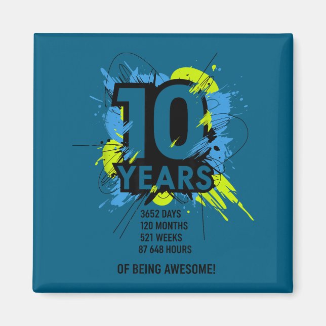 10 Years Of Being Awesome 10th Birthday Girl Boy D Magnet (Front)