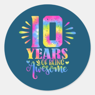 10 Years Of Being Awesome 10th Birthday Girl  Classic Round Sticker