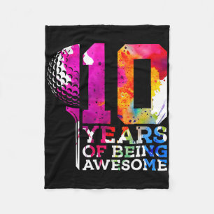 10 Years Of Being Awesome Golf 10th Birthday Fleece Blanket