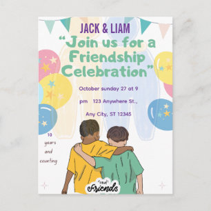 10 Years of Friendship Celebration Best Friends Holiday Postcard