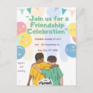 10 Years of Friendship Celebration Best Friends Holiday Postcard