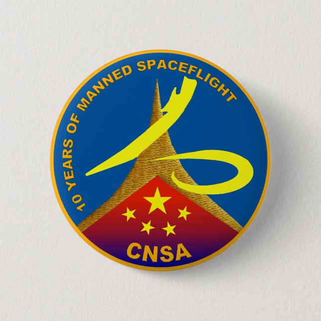 10 Years of Manned Spaceflight 6 Cm Round Badge (Front)
