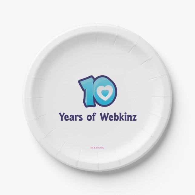 10 Years of Webkinz Logo Paper Plate (Front)