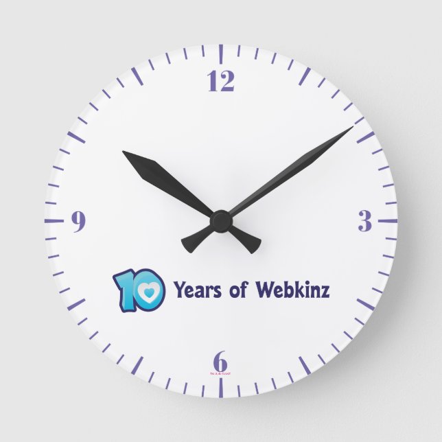 10 Years of Webkinz Logo Round Clock (Front)