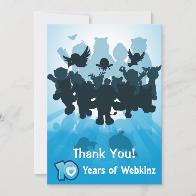 10 Years of Webkinz Silhouette Thank You Card (Front)