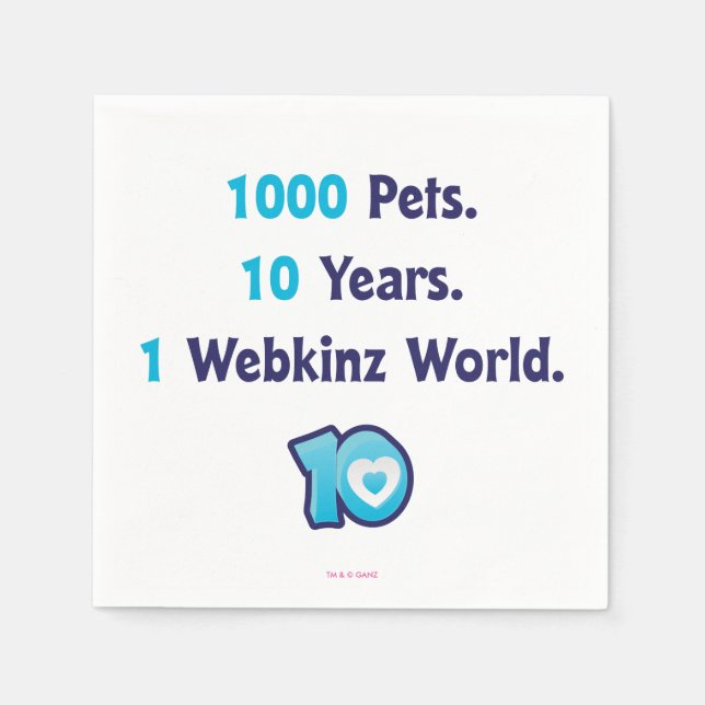 10 Years of Webkinz Stats Napkin (Front)