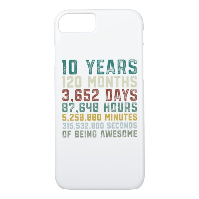 10 Years Old 10th Birthday Boy Girl Anniversary Case-Mate iPhone Case (Back)