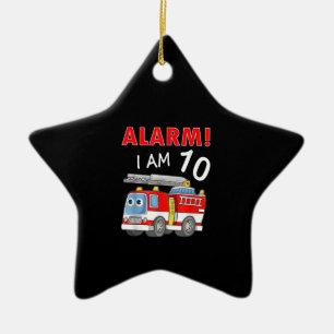 10 Years Old 10th Birthday Boy Girl Firefighter Ceramic Tree Decoration