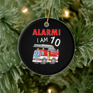 10 Years Old 10th Birthday Boy Girl Firefighter Ceramic Tree Decoration
