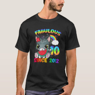 10 Years Old 10Th Birthday Cute Cat Girl Fabulous T-Shirt