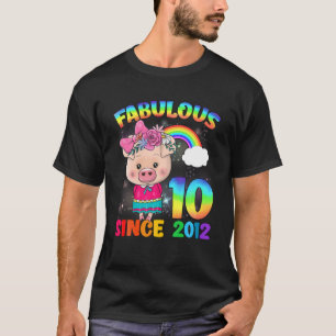 10 Years Old 10Th Birthday Cute Pig Girl Fabulous T-Shirt