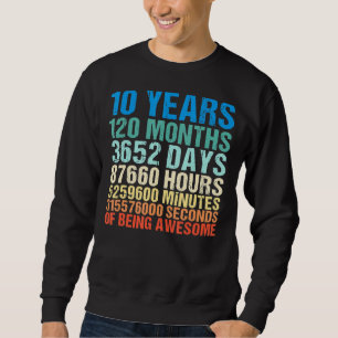 10 Years Old 10th Birthday Vintage Retro 120 Mont Sweatshirt