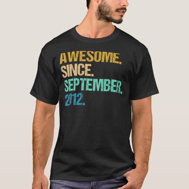 10 Years Old  Awesome Since September 2012 10th 9 T-Shirt (Front)