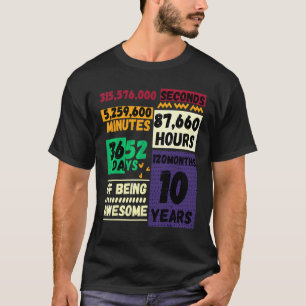 10 Years Old Birthday 10 Years Of Being Awesome Vi T-Shirt