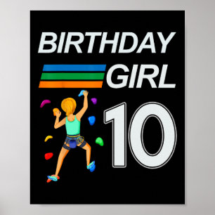 10 Years Old Birthday Bouldering Rock Climbing For Poster