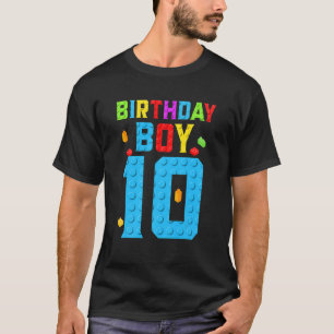 10 Years Old Birthday Boy   Blocks Building Boys K T-Shirt