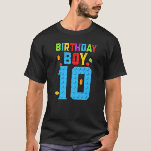 10 Years Old Birthday Boy  Blocks Building Boys Ki T-Shirt