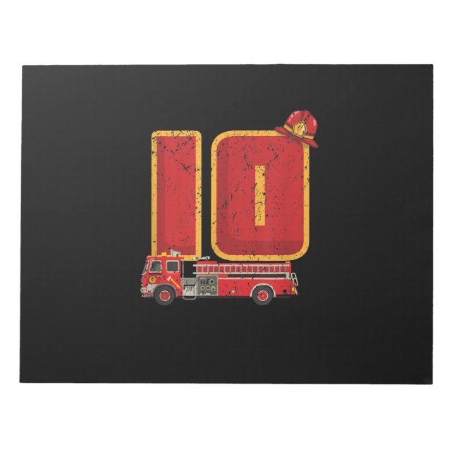 10 Years Old Birthday Boy Gifts Firefighter Notepad (Front)