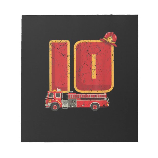 10 Years Old Birthday Boy Gifts Firefighter Notepad (Front)