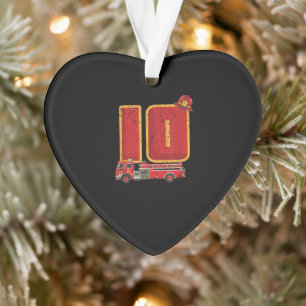 10 Years Old Birthday Boy Gifts Firefighter Ornament