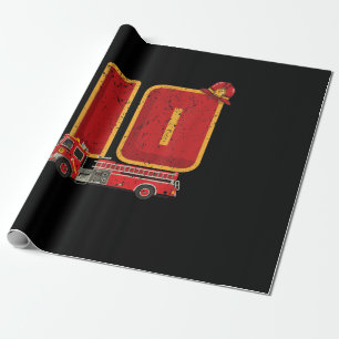 10 Years Old Birthday Boy Gifts Firefighter Wrapping Paper