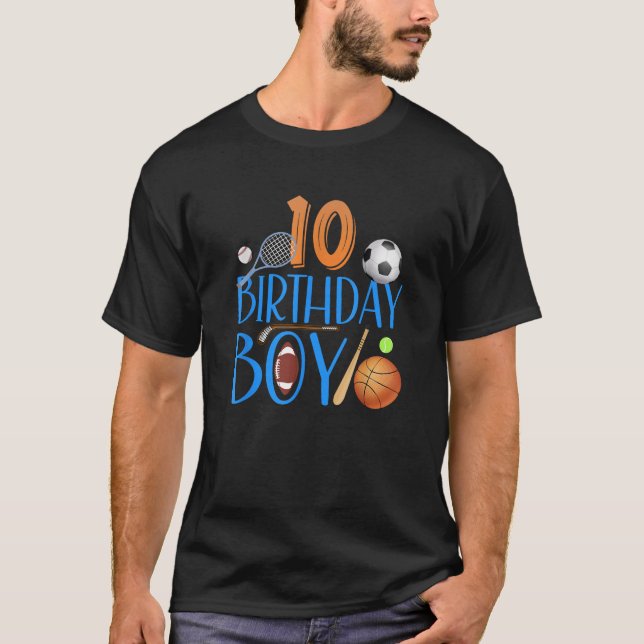 10 Years Old Birthday Boy Sports Matching Family P T-Shirt (Front)