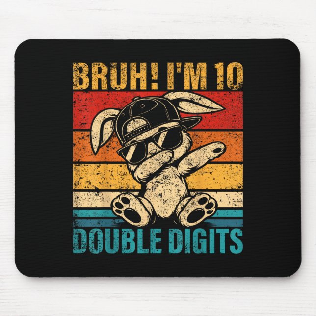 10 Years Old Birthday Bruh Double Digits 10th Mouse Mat (Front)