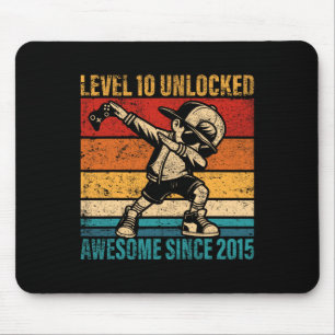 10 Years Old Birthday Gamer Dabbing Boy 10th Level Mouse Mat