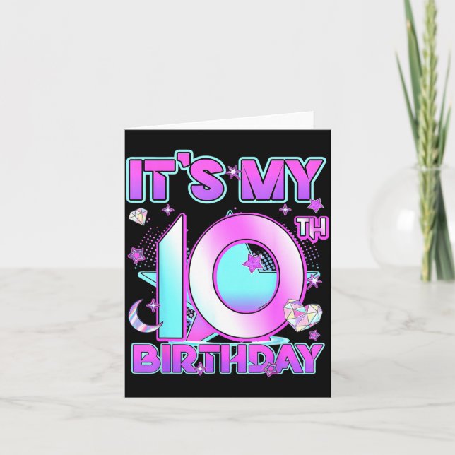 10 Years Old Birthday Kp Kids 10th Birthday Girls  Card (Front)