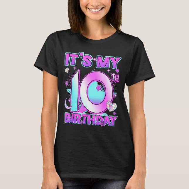 10 Years Old Birthday Kp Kids 10th Birthday Girls  T-Shirt (Front)