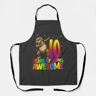 10 Years Old Birthday Sloth Dabbing 10th Birthday  Apron