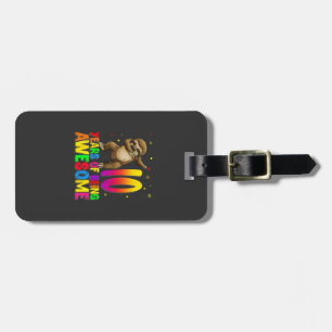 10 Years Old Birthday Sloth Dabbing 10th Birthday Luggage Tag