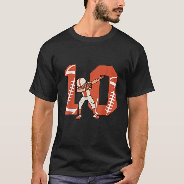 10 Years Old Boy Football Player 10th Football Bir T-Shirt (Front)
