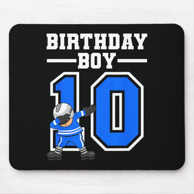 10 Years Old Boy Ice Hockey Player 10th Birthday K Mouse Mat (Front)