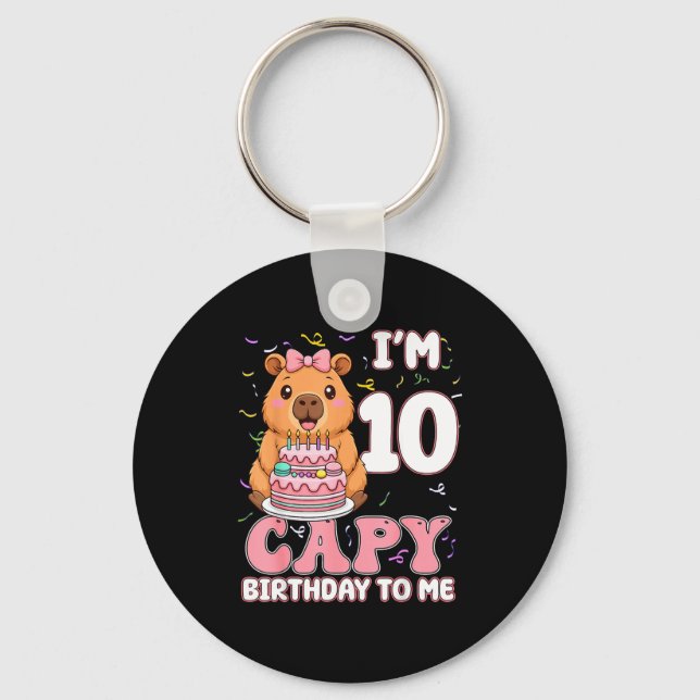 10 Years Old Capy Birthday To Me 10th Birthday Cap Key Ring (Front)